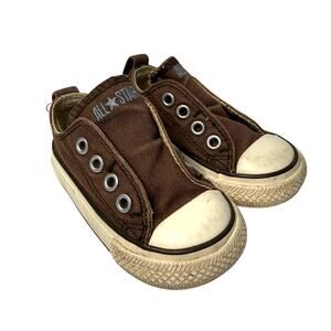 Converse All Star Chuck Taylor Sneakers Boy's Size 4 Brown Slip-On